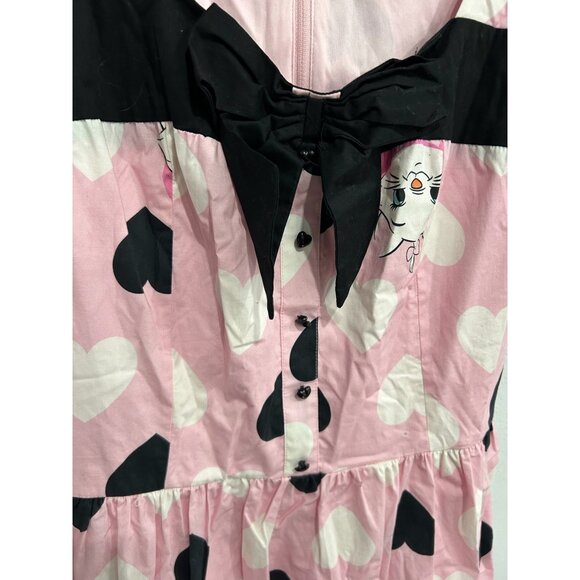 Disney Marie Pink Dress Heart Pattern And Bow Accents Size 4 Kidcore Aristocats - Picture 7 of 13